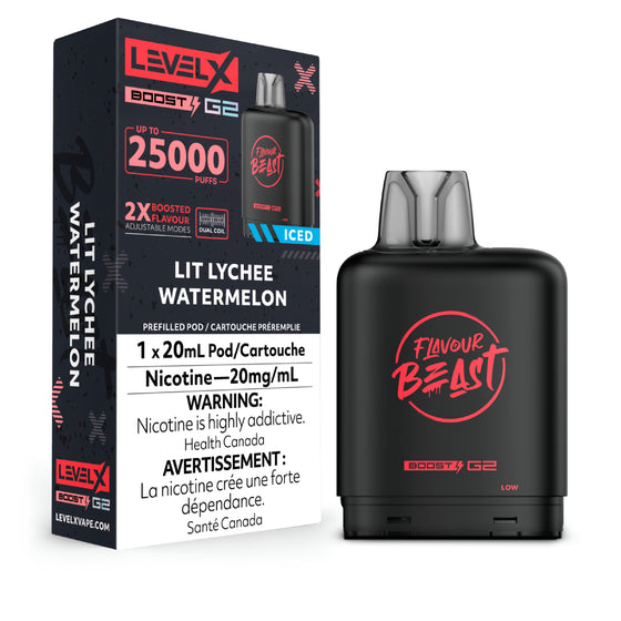 Flavour Beast Level X Boost G2 Pod - Lit Lychee Watermelon Iced