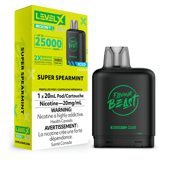 Flavour Beast Level X Boost G2 Pod - Super Spearmint Iced