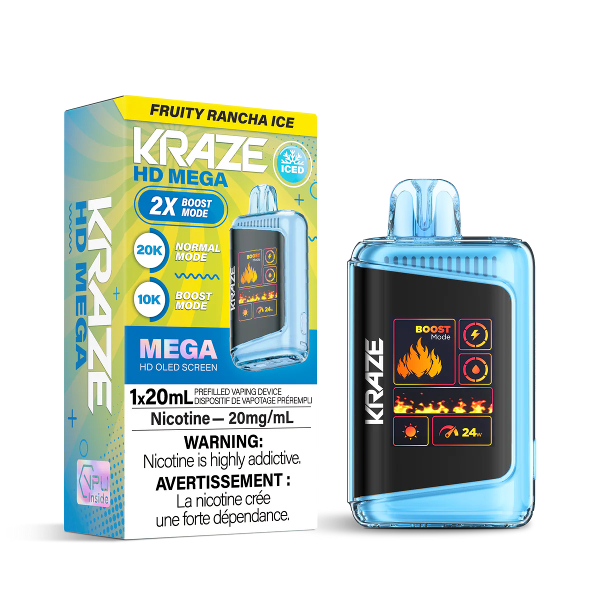 Kraze HD MEGA Jetable - Glace Fraise Kiwi