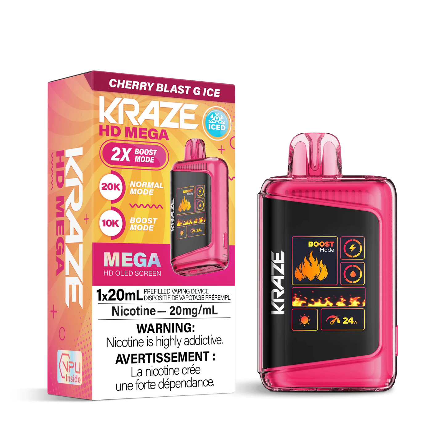 Kraze HD MEGA Jetable - Glace Fraise Kiwi