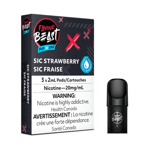 Flavour Beast Pod Pack - Sic Strawberry Iced 3/PK
