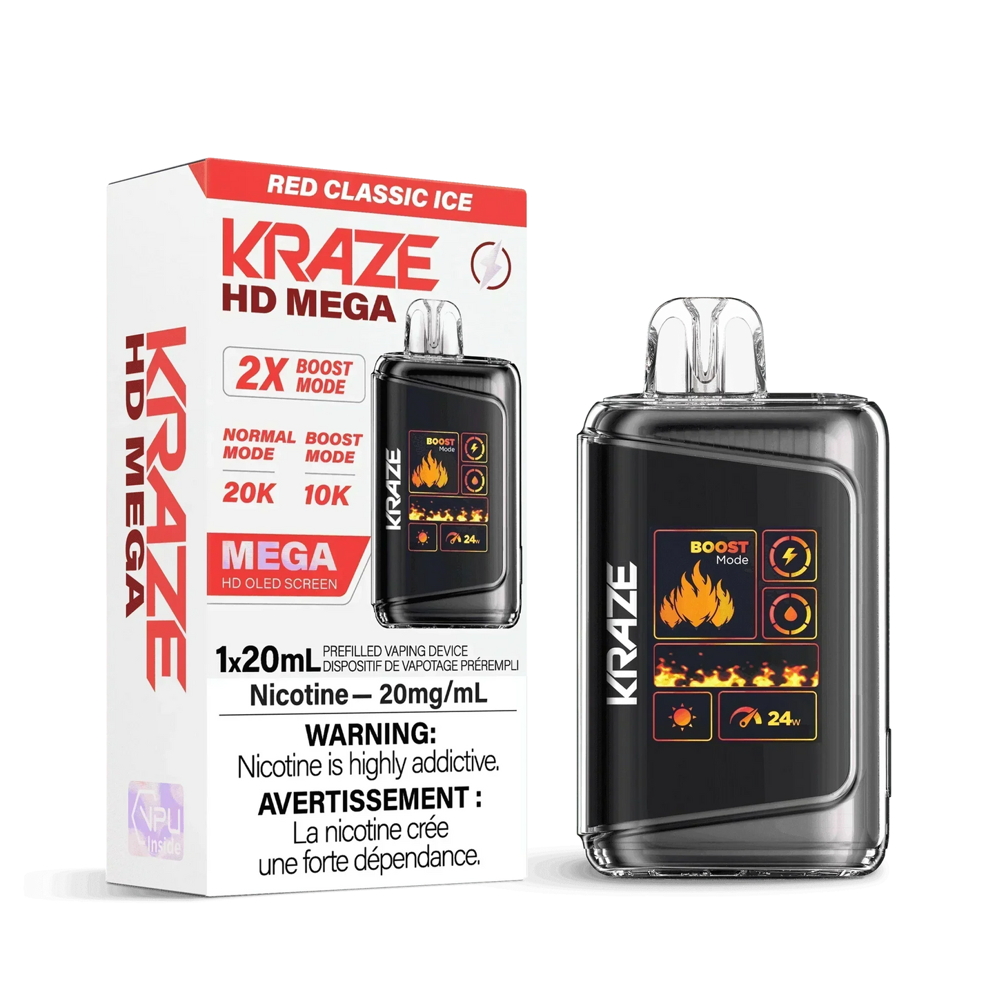Kraze HD MEGA Jetable - Glace Fraise Kiwi